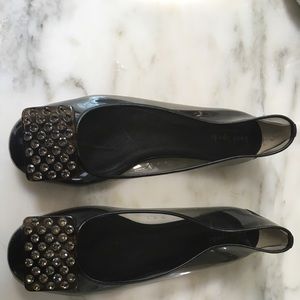 Kate Spade 10M smoke grey jelly rhinestone flats